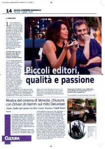 L'intervista all'editore di Cultura e dintorni Luca Carbonara pubblicata sul "Nuovo Corriere Nazionale" del 7/8/2018